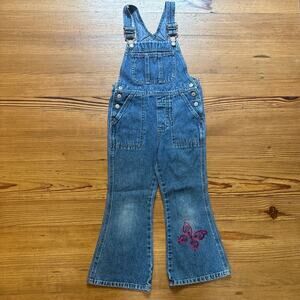 Old Navy 90s medium wash butterfly flare girls overall jeans‎ SIZE 5